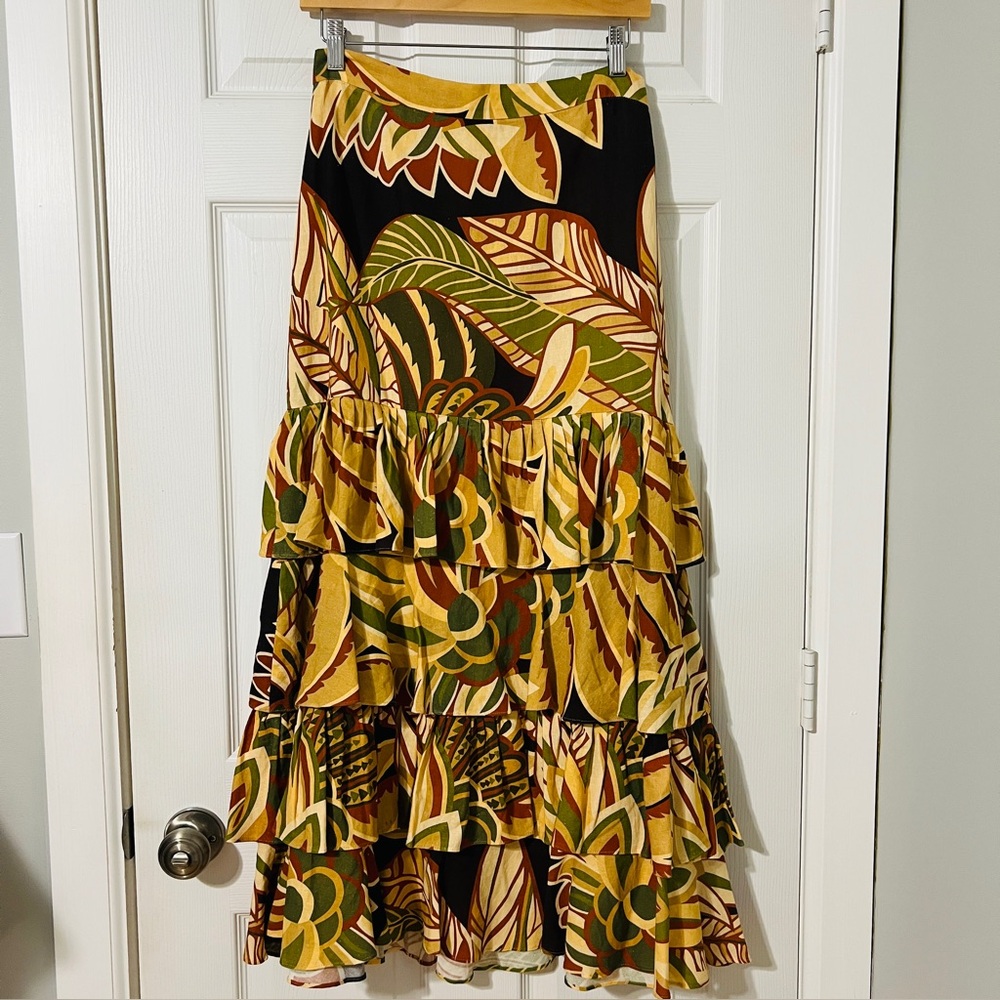 NWT Zara Multicolor Ruffled Maxi Skirt - S